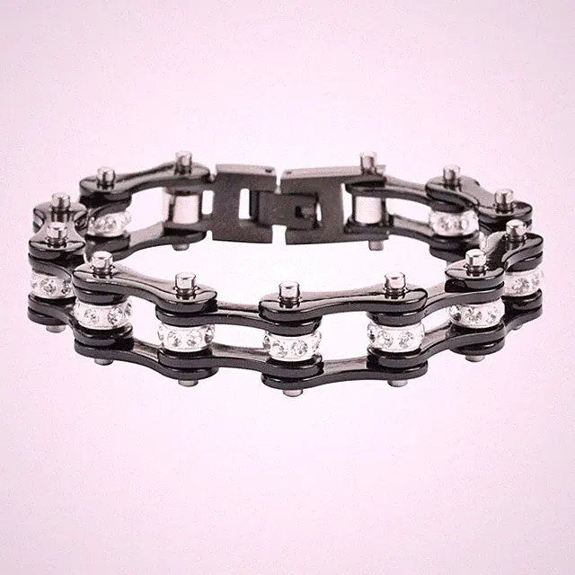 1/2" Wide Women's Stainless Steel Motorcycle Bike Chain Bracelet Black 51