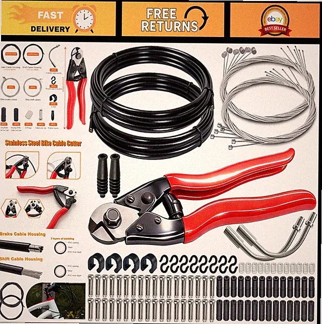 107PCS Stainless Steel Bike Cable Kit - Brake & Shift Cables, Cutters, Caps & O