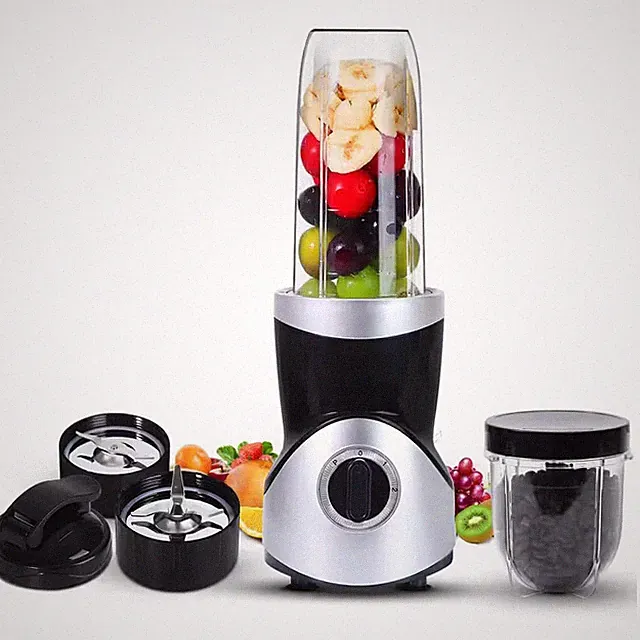 24 Oz. 2-Speed Black & Silver Professional Kitchen Blender with Extra 10 Oz. Gri