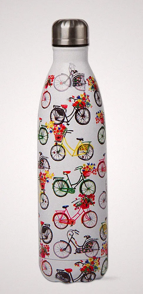 25 Oz Colorful Bicycle Theme Insulated Double-Wall Stainless Steel Water Bottle