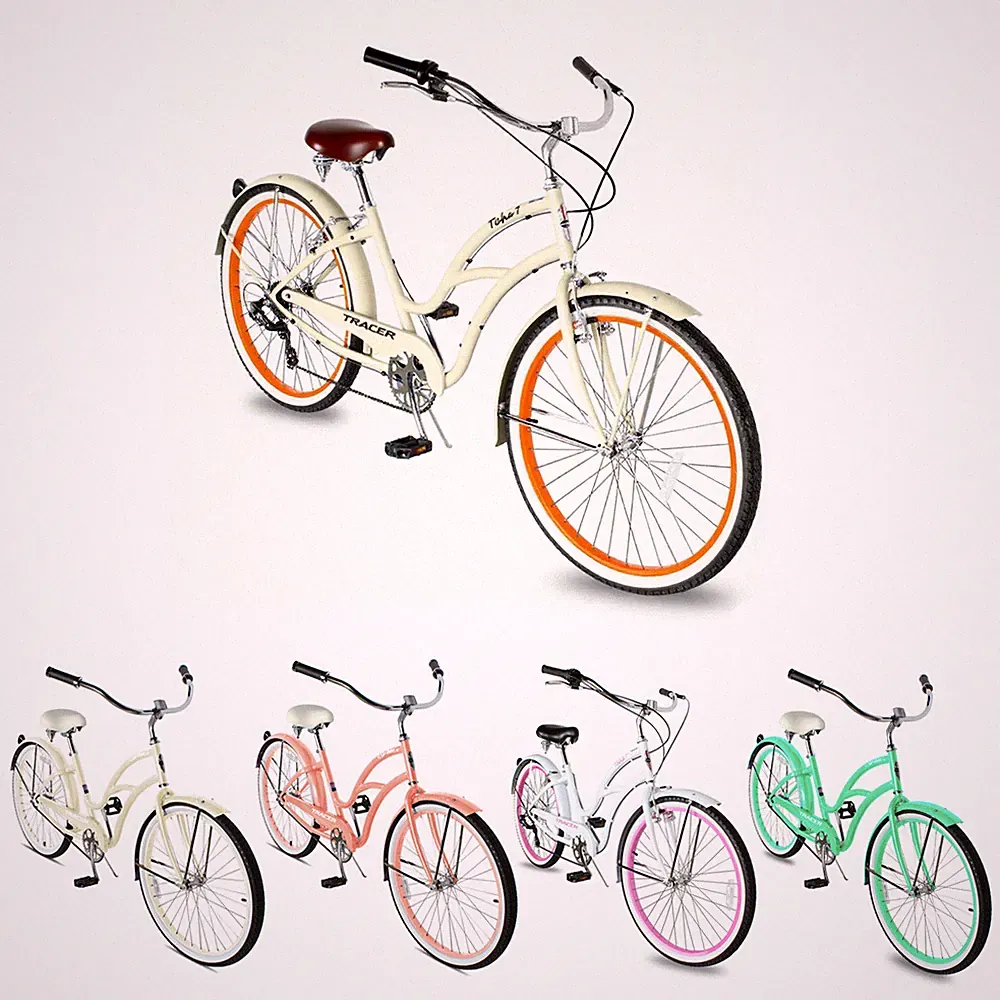26" Women Beach Cruiser Bike 1 Speed Coaster Brake Ladies City Bicycle Travel