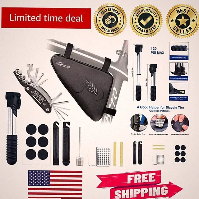 2L Waterproof Bicycle Frame Bag & Multi-Tool Kit for Safe Cycling Adventures