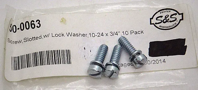 50-0061 S&S Cycle Float Bowl Slotted Flat Head Screws (set of 3) 10-24 x 3/4"