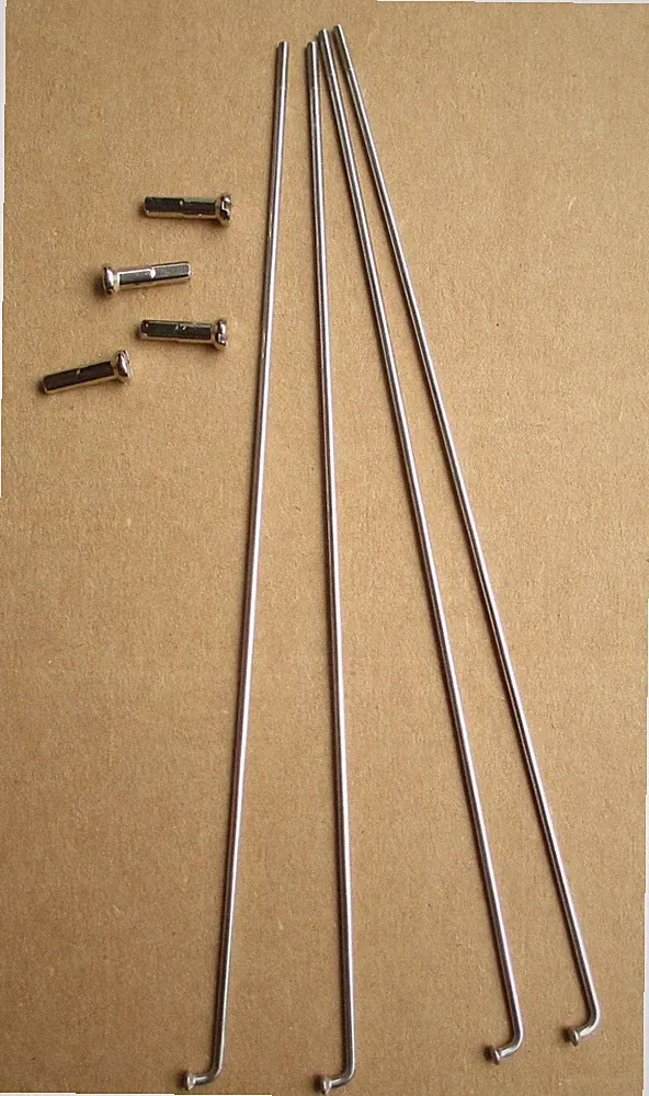Bicycle Spokes 14g Stainless Steel with Nipples Silver Various Sizes 1 =4 Spokes