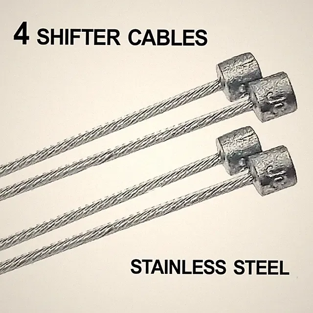 Bicycle Stainless Steel Gear Shifter Cables - 2100mm, 83in - 2 pairs (4 cables)