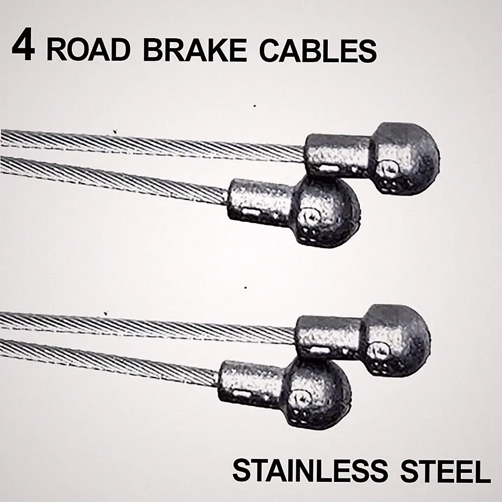 Bicycle Stainless Steel Road Brake Cables - 1700mm, 67in - 2 pairs (4 cables)