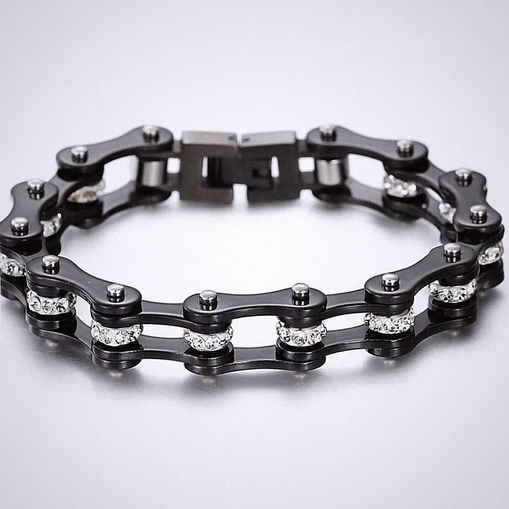 Black Punk Bicycle Motorcycle Chain Bracelets For Women -Stainless Steel Jewelry