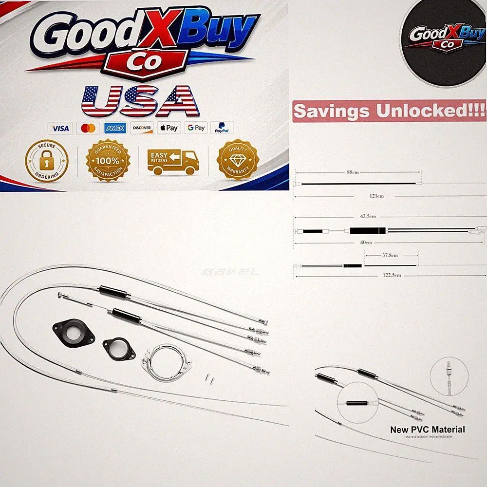 BMX Bike Gyro Brake Cables Kit Front Rear Stainless Steel White