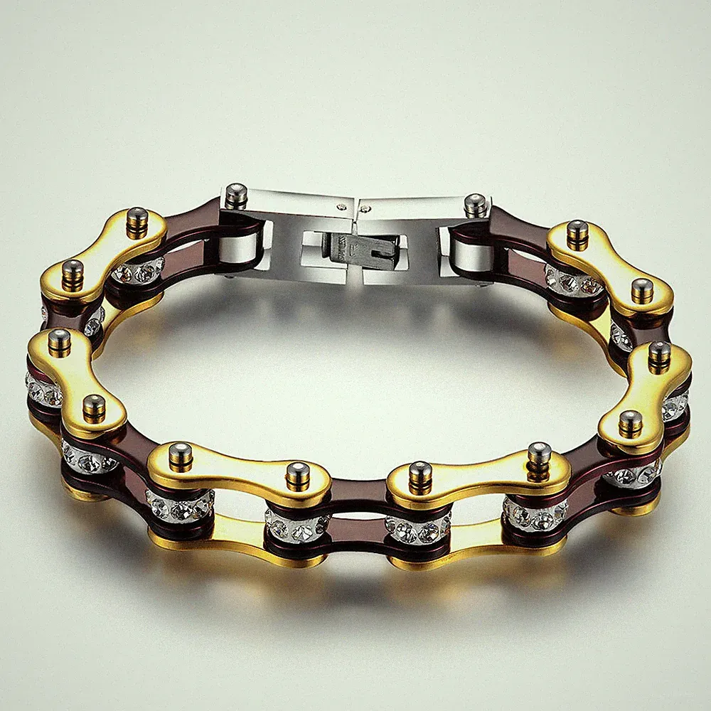 Gold Bicycle Motorcycle Chain Bracelets For Women-Stainless Steel Punk Jewelry