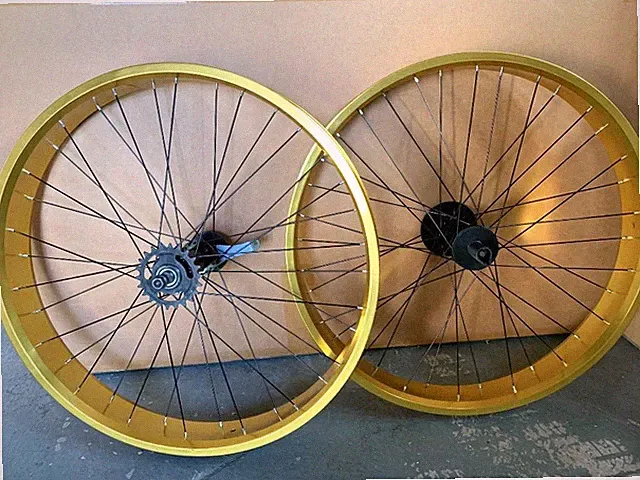 GOLD Bicycle WheelSet 26" x 75mm Front/Rear 26" X4.0 FAT Cruiser BMX MTB E-Bike