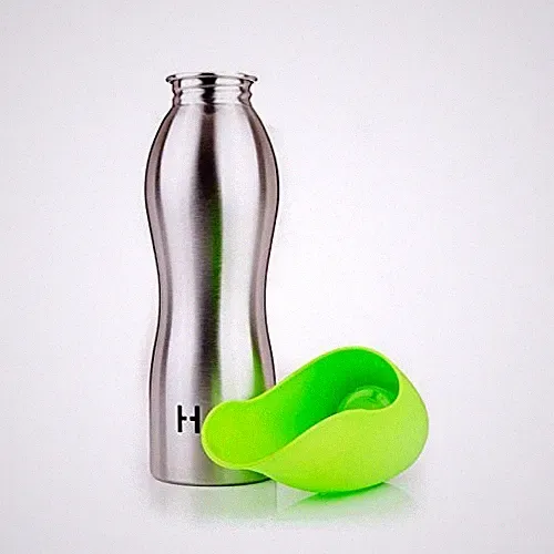 H2O4K9 Stainless Steel Dog Water Bottle and Travel Large, 700 ml, Lime Green