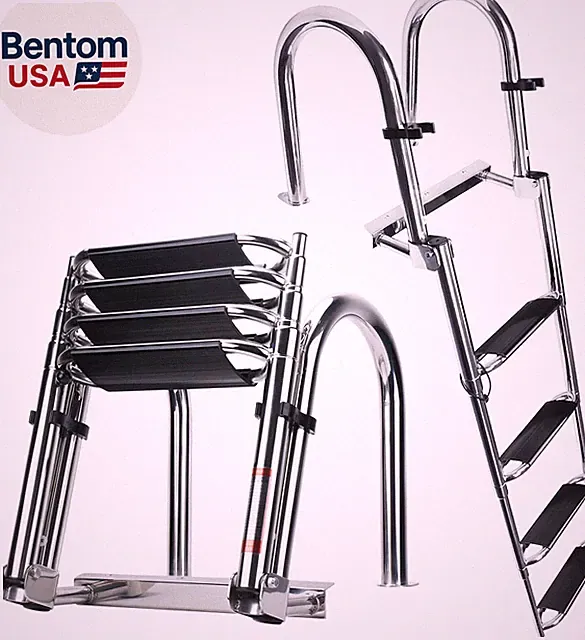 Heavy Duty Pontoon Boat Ladder, 316 Stainless Steel 4 Step Telescoping Folding R