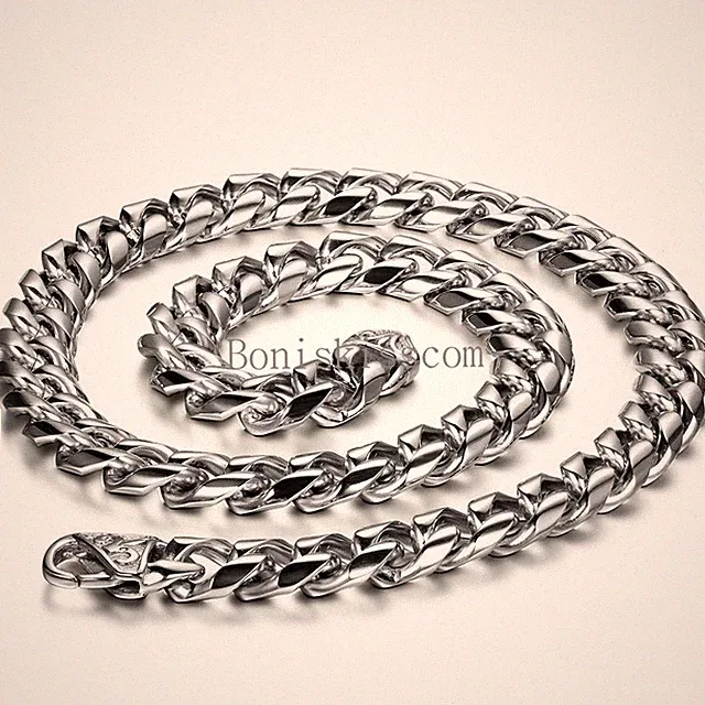 Heavy Silver Stainless Steel Mechanic Bicycle Curb Cuban Men's Chain Necklace