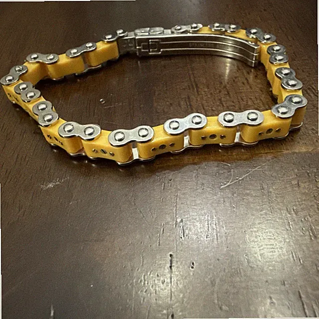 IceLink Stainless Steel Rare Yellow Bicycle Unisex Roller Chain Bracelet