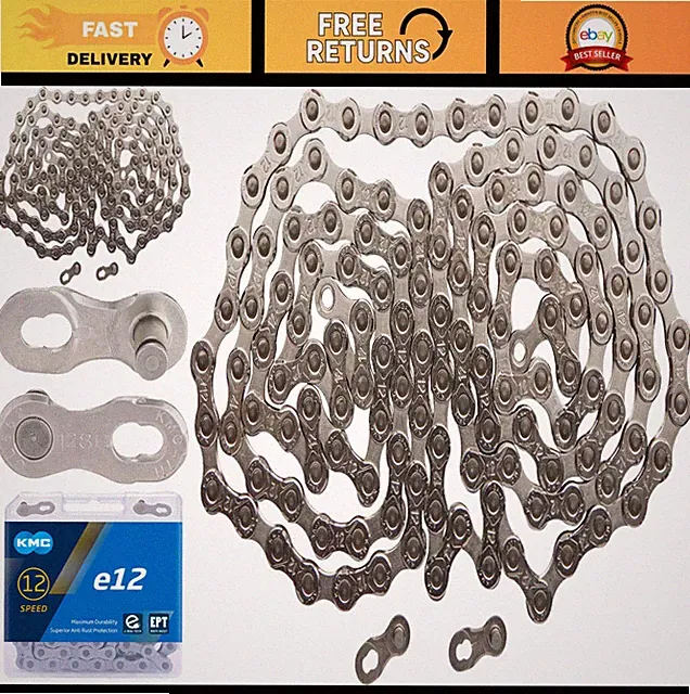 KMC E12 12-Speed E-Bike Chain Silver Compatible with SRAM Shimano Campagnolo