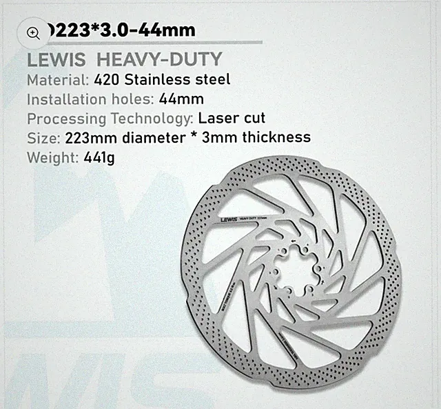 Lewis Tech Disc Brake Rotor 203mm Stainless Steel 6 Bolt Silver Road MTB Bicycle