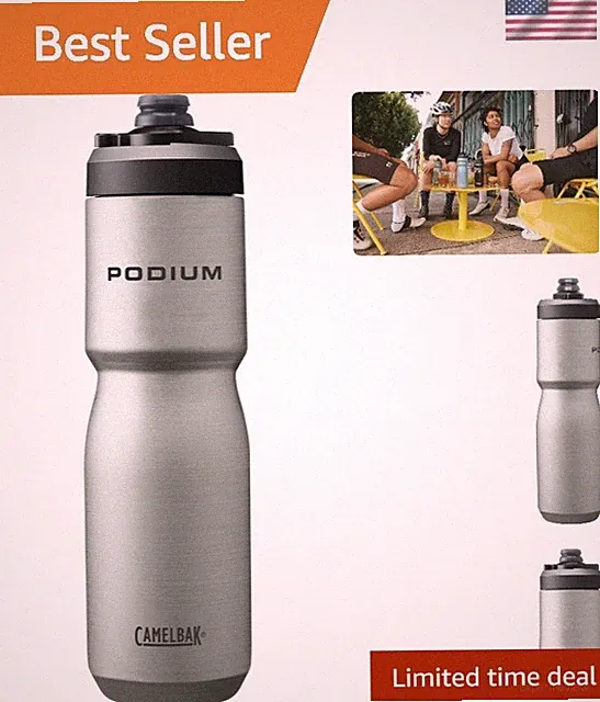 Lightweight 22oz Podium Steel Insulated Bike Water Bottle - Ideal for Long Rides