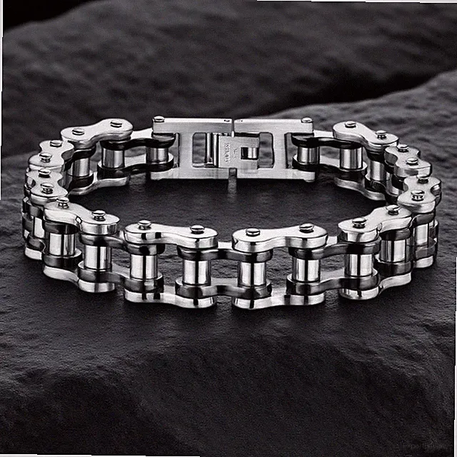 Men's Fashion Bracelet Stainless Steel Motorcycle Bike Chain Design Jewelry Gift