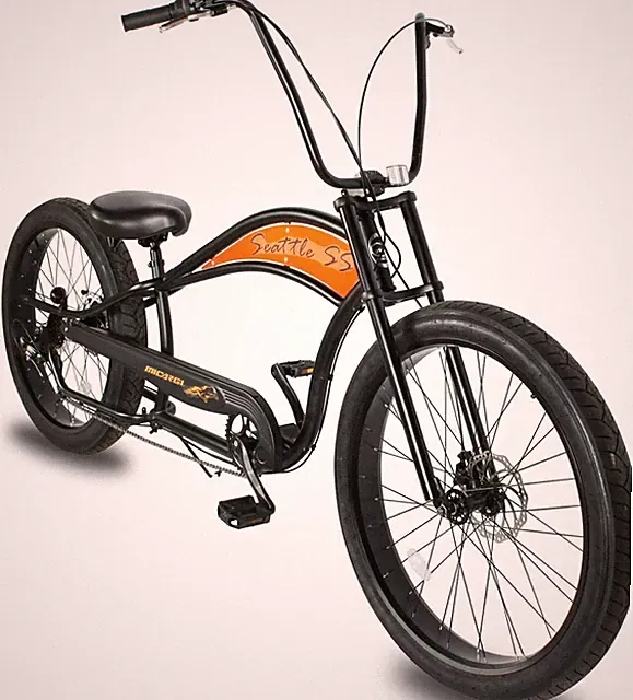 Micargi Seattle SS Fat Tires Stretch Cruiser Bike 7 Speed 29" HI-Rise Chopper