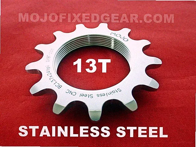 MOJO 13T FIXED GEAR COG - STAINLESS STEEL TRACK 13 TOOTH 1/8 INCH CNC