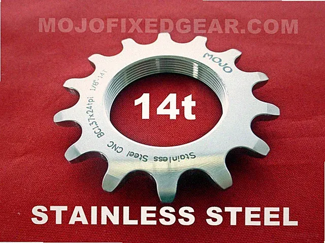MOJO 14T FIXED GEAR COG - STAINLESS STEEL TRACK 14 TOOTH 1/8 INCH CNC