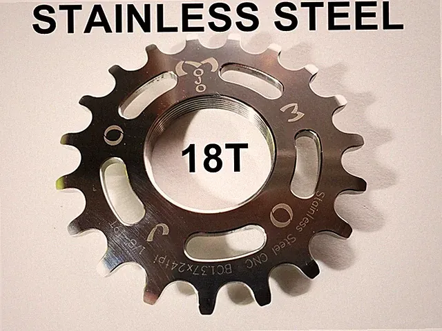 MOJO 18T FIXED GEAR COG - STAINLESS STEEL TRACK 18 TOOTH 1/8 INCH CNC