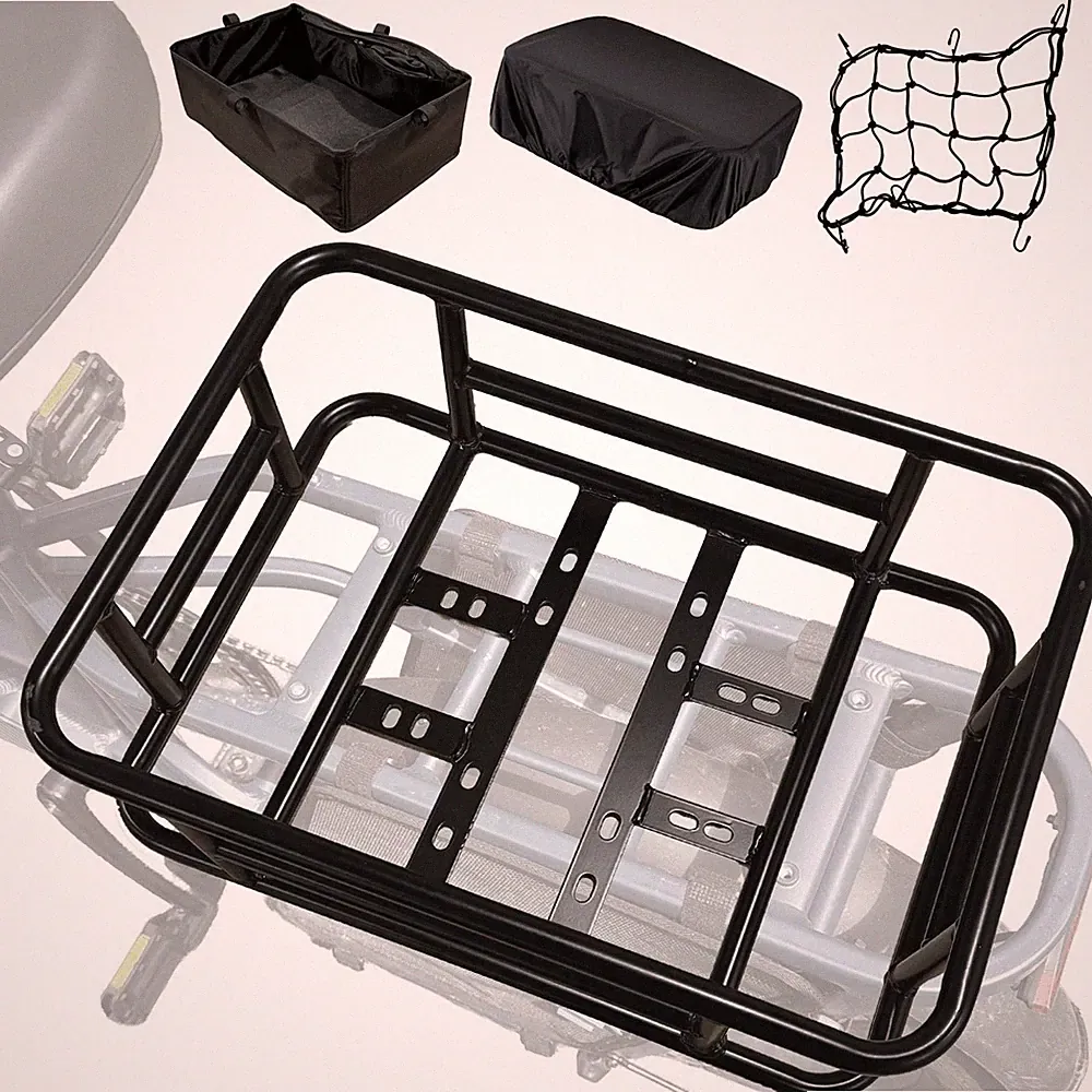 Rear Cargo Rack for E-Bikes – Universal Bicycle Rack with Cargo Net, Rain Cov...