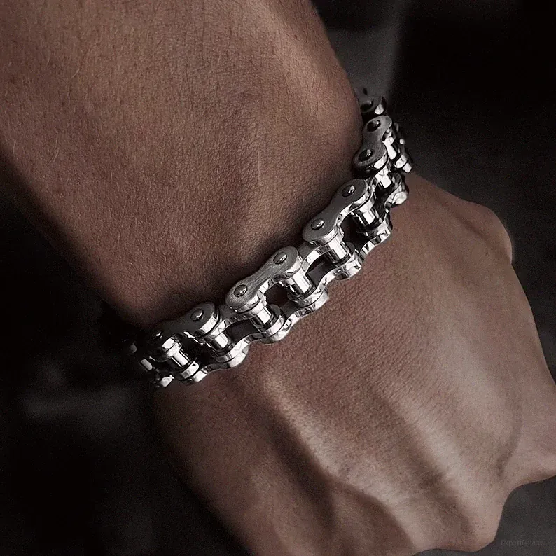 SOLID Stainless Steel Motorcycle Bike Chain Design Bracelet Men's Jewelry Gifts
