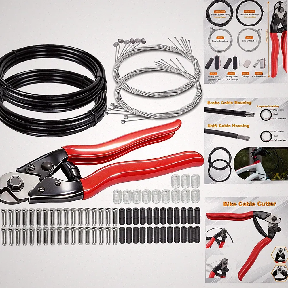 Stainless Steel Bicycle Cable Kit Brake & Shifter Housing Wire Cutter & End Caps