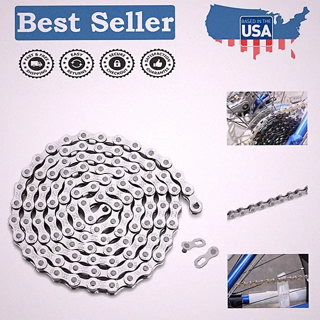 Stainless Steel Bike Chain 6/7/8 Speed - 1/2 x 3/32 Inch, 116 Links