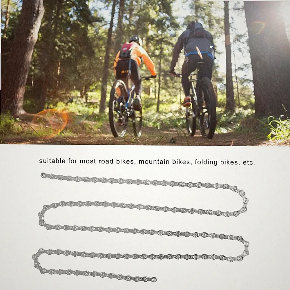 Stainless Steel Bike Chain for 6/7/8 Speed Bicycles - Articulating Buckle Res...
