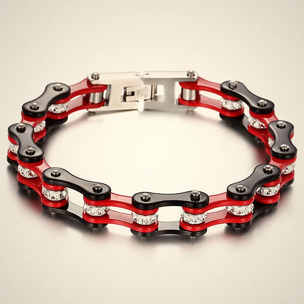 Stainless Steel Bracelets Red Bicycle Motorcycle Chain Bracelets For Men/Women