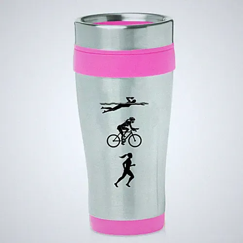 Stainless Steel Insulated 16 oz Travel Coffee Mug Female Triathlon Swim Bike Run