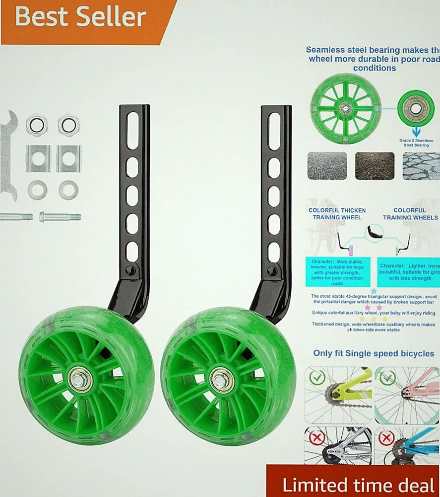 Sturdy Steel Training Wheels - Transform Your Child's Bike Learning Adventure