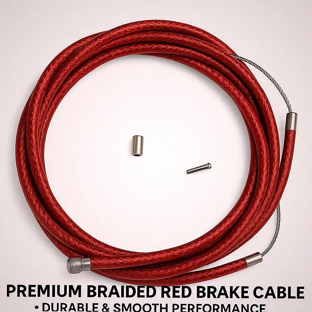 Universal Bicycle Brake Cable Wire Set – 172cm (68") Braided Red Stainless Steel
