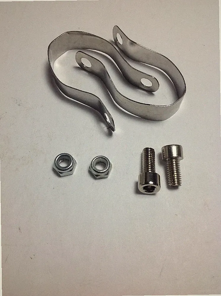 VINTAGE N.O.S. STAINLESS STEEL BICYCLE WATER BOTTLE CAGE CLIPS / CLAMPS SET (2)