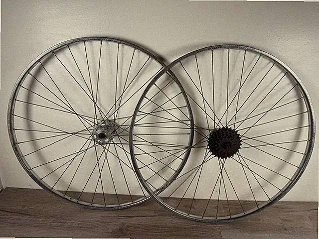 Vintage Rigida 27 x 1 1/4 Wheelset Road Bike w/ Normandy Hobs 126/100mm 5 Speed