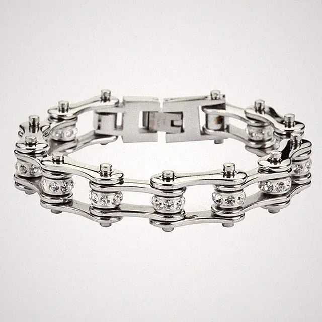 Women's Chrome Stainless Steel Motorcycle Bike Chain Bracelet 53