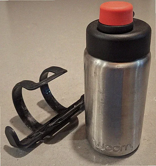 Woom Kids Bike Glug Stainless Steel Water Bottle and Bottle Cage